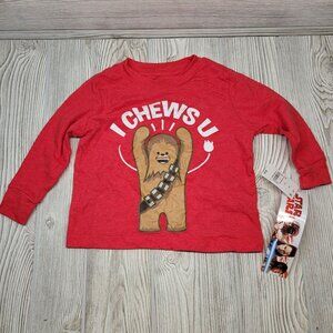 Valentines Day Star Wars Chewbacca I Chews U Long Sleeve Shirt Mad Engine‎ 12M
